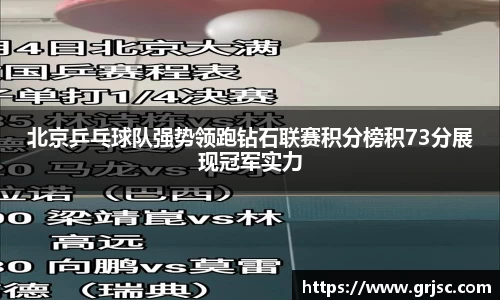 北京乒乓球队强势领跑钻石联赛积分榜积73分展现冠军实力